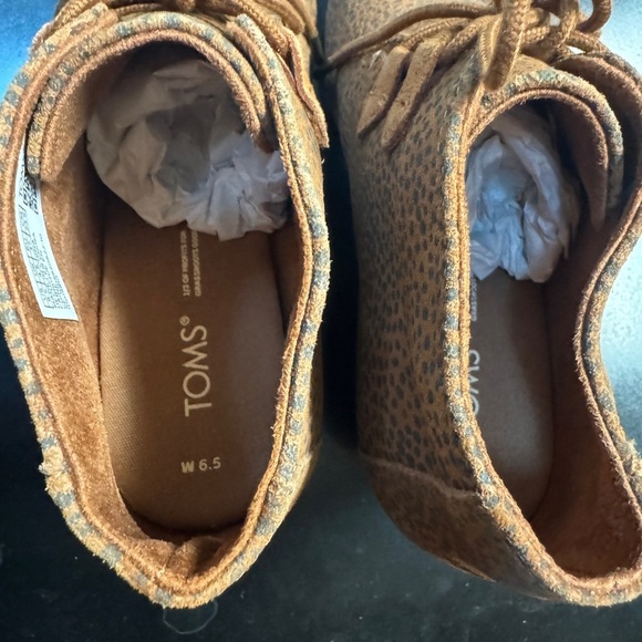 NWT TOMS Womens Cala Tan Mini Cheetah Suede Wedge Booties Size 6.5 - Picture 2 of 6